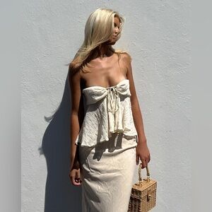 Princess Polly Long Summer Nights Top Ivory Low Impact size 4